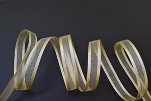 Band 25m/ 15mm, Motiv an Organza, creme Band 25m/ 15mm, Motiv an Organza, creme