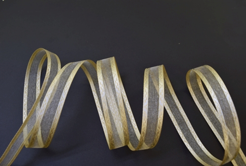 Band 25m/ 15mm, Motiv an Organza, creme Band 25m/ 15mm, Motiv an Organza, creme