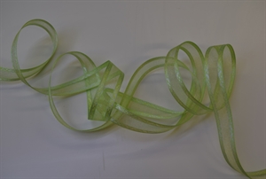 Band 25m/ 15mm, Motiv an Organza, hellgrün Band 25m/ 15mm, Motiv an Organza, hellgrün