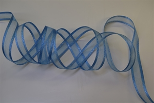 Band 25m/ 15mm, Motiv an Organza, dblau Band 25m/ 15mm, Motiv an Organza, dblau