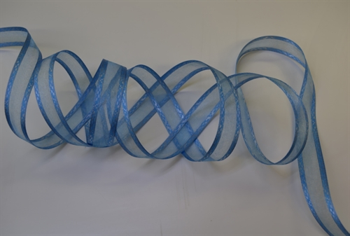 Band 25m/ 15mm, Motiv an Organza, dblau Band 25m/ 15mm, Motiv an Organza, dblau