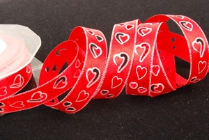 Band 10m/ 15mm, Herz gestanzt, rot Band 10m/ 15mm, Herz gestanzt, rot