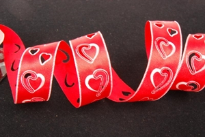 Band 10m/ 22mm, Herz gestanzt, rot Band 10m/ 22mm, Herz gestanzt, rot