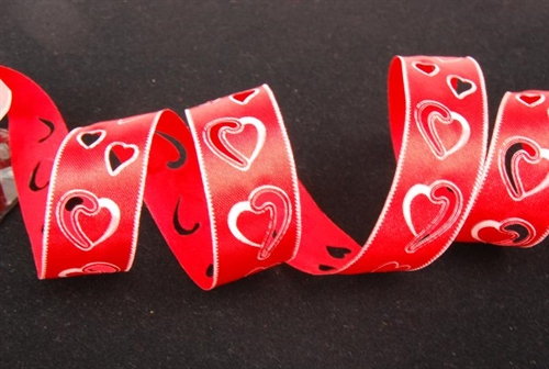 Band 10m/ 22mm, Herz gestanzt, rot Band 10m/ 22mm, Herz gestanzt, rot