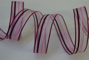 Band 25m/ 15mm, Organza Streifen, rosa Band 25m/ 15mm, Organza Streifen, rosa