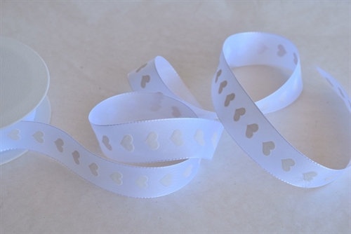 Band 20m/ 25mm, Heart 3d, weiss