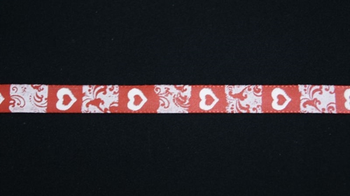 Band 20m/ 15mm, Heart & Ornament, rot Band 20m/ 15mm, Heart & Ornament, rot