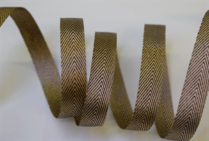 Band 25m/ 12mm, Fischgrat mit Lurex, braun Band 25m/ 12mm, Fischgrat mit Lurex, braun