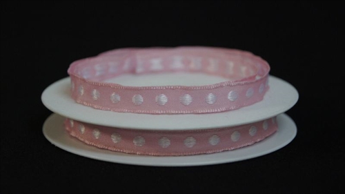 Band 25m/ 10mm, Tupfenband, rosa