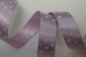 Band 20m/ 15mm, Satin mit Sternen, altrosa Band 20m/ 15mm, Satin mit Sternen, altrosa