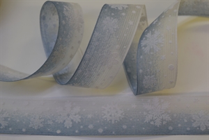 Band 20m/ 25mm, Duo mit Schneesterne, weiss/blau Band 20m/ 25mm, Duo mit Schneesterne, weiss/blau