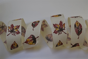 Band 15m/ 25mm, Herbst - mit Blatt, natur Band 15m/ 25mm, Herbst - mit Blatt, natur