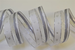 Band 25m/ 25mm, Org. mit Sternen assy, silber Band 25m/ 25mm, Org. mit Sternen assy, silber