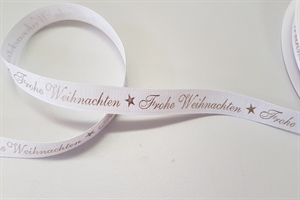 Band 25m/ 15mm, Frohe Weihnachten, weiss/gold Band 25m/ 15mm, Frohe Weihnachten, weiss/gold