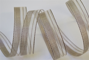 Band 20m/ 15mm, Streifen assy, weiss-grau Band 20m/ 15mm, Streifen assy, weiss-grau