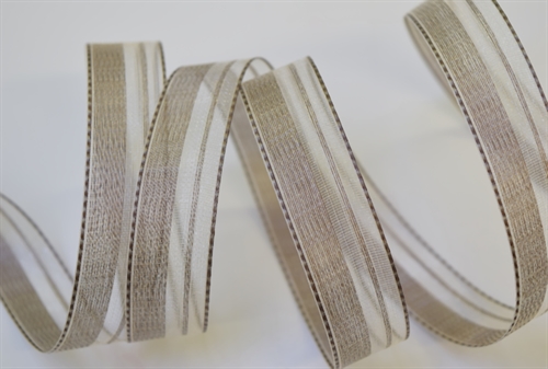 Band 20m/ 15mm, Streifen assy, weiss-grau Band 20m/ 15mm, Streifen assy, weiss-grau