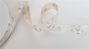 Band 25m/ 15mm, Blumen auf Leinen, natur Band 25m/ 15mm, Blumen auf Leinen, natur