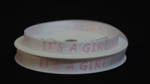 Band 20m/ 10mm, its a Girl, ecru/rosa Band 20m/ 10mm, its a Girl, ecru/rosa