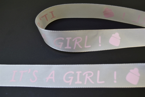 Band 20m/ 25mm, its a Girl, weiss/rosa*