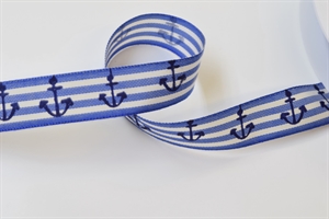 Band 25m/ 15mm, Anker-Streifen, blau Band 25m/ 15mm, Anker-Streifen, blau