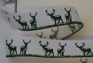 Band 25m/ 40mm, Hirsche mit Glitter, grün Band 25m/ 40mm, Hirsche mit Glitter, grün