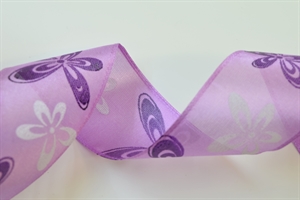 Band 25m/ 40mm, Blumen, violett Band 25m/ 40mm, Blumen, violett