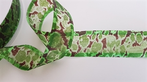 Band 25m/ 25mm, Organza bedruckt, grün Band 25m/ 25mm, Organza bedruckt, grün