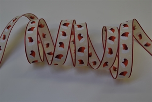 Band 25m/ 15mm, Niko Mütze, créme/rot Band 25m/ 15mm, Niko Mütze, créme/rot