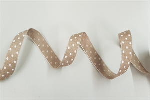 Band 25m/ 15mm, Punke auf Leinen, braun-weiss Band 25m/ 15mm, Punke auf Leinen, braun-weiss