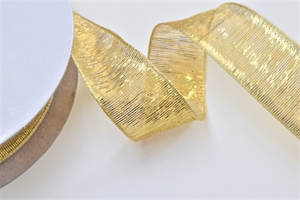 Band 25m/ 25mm, Lurex quer Uni, gold Band 25m/ 25mm, Lurex quer Uni, gold