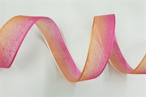 Band 25m/ 25mm, Organza 2-farbig, pink-orange Band 25m/ 25mm, Organza 2-farbig, pink-orange