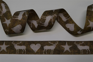 Band 25m/ 25mm, Hirsch-Sterne, hbraun Band 25m/ 25mm, Hirsch-Sterne, hbraun