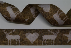 Band 25m/ 40mm, Hirsch-Sterne, hbraun Band 25m/ 40mm, Hirsch-Sterne, hbraun