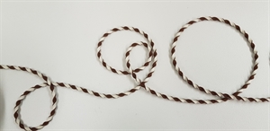 Band 20m/ 03mm, Drehkordel elastisch, braun/weiss Band 20m/ 03mm, Drehkordel elastisch, braun/weiss