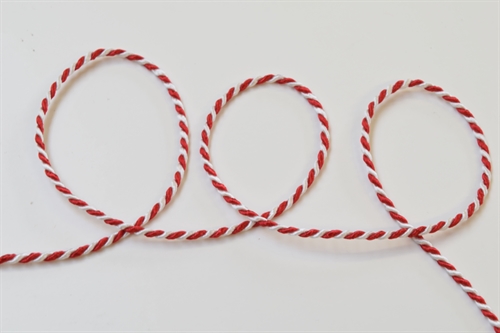 Band 50m/ 2mm, Kordel 2-fabig, hrot/weiss Band 50m/ 2mm, Kordel 2-fabig, hrot/weiss