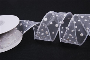 Band 10y/ 40mm, Punkte, weiss Band 10y/ 40mm, Punkte, weiss