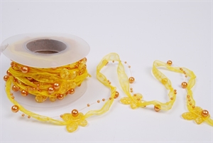 Girlande 5m/ 9mm, Tüll & Schmetterling, gelb Girlande 5m/ 9mm, Tüll & Schmetterling, gelb