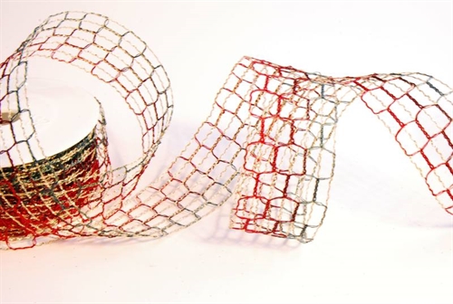 Band 15m/ 40mm, Netz, rot/grün Band 15m/ 40mm, Netz, rot/grün