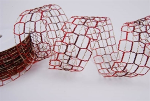 Band 15m/ 40mm, Netz, rot Band 15m/ 40mm, Netz, rot