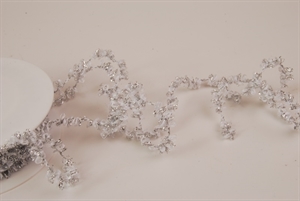 Band 15m/ 8mm, Flock, weiss/silber Band 15m/ 8mm, Flock, weiss/silber