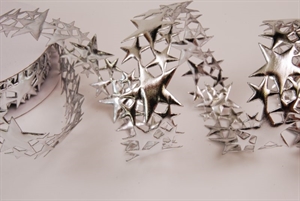 Band 10y/ 30mm, Lurex Sterne, silber Band 10y/ 30mm, Lurex Sterne, silber