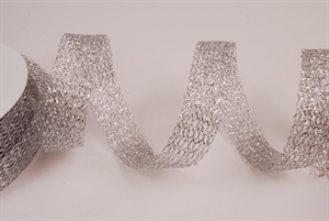 Band 20m/ 25mm, Gitter Lurex, silber Band 20m/ 25mm, Gitter Lurex, silber
