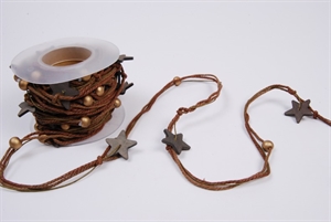 Band 10m/ 30mm, Schnüre m. Sternen, braun Band 10m/ 30mm, Schnüre m. Sternen, braun