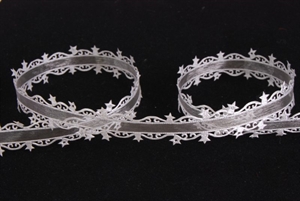 Band 20m/ 23mm, Sternen an Organza, grau Band 20m/ 23mm, Sternen an Organza, grau