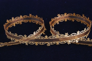 Band 20m/ 23mm, Sternen an Organza, braun Band 20m/ 23mm, Sternen an Organza, braun