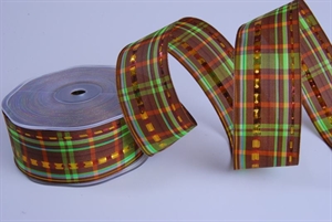 Band 20m/ 40mm, Karo mit Lurexband, ocker Band 20m/ 40mm, Karo mit Lurexband, ocker