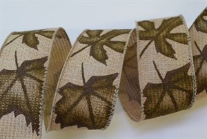 Band 10m/ 35mm, Jute Herbstblatt, braun Band 10m/ 35mm, Jute Herbstblatt, braun