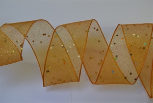 Band 20m/ 40mm, Glimmer & Sterne Organza, kupfer Band 20m/ 40mm, Glimmer & Sterne Organza, kupfer