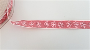 Band 20m/ 15mm, Blume auf Leine, rot-weiss Band 20m/ 15mm, Blume auf Leine, rot-weiss