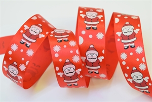 Band 20m/ 25mm, Santaklaus auf Taffet, rot Band 20m/ 25mm, Santaklaus auf Taffet, rot